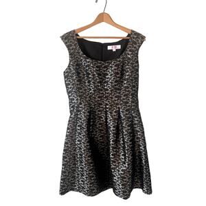 Women's 9&Co Holiday Cocktail Black and Silver Paisley Dress A line Size 10